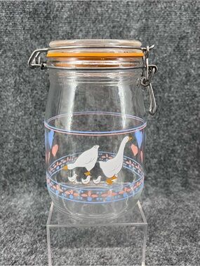 Arc Hearts ‘N Geese 1L Canister Hinged Bail Clamp Lid & Seal Goose Country Decor